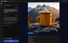 Replicate Studio in full-screen mode — a finished flux-1.1-pro render, ready to edit or post